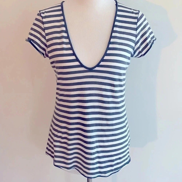 •We the Free• Striped V Neck Tee, Like New - Picture 1 of 9